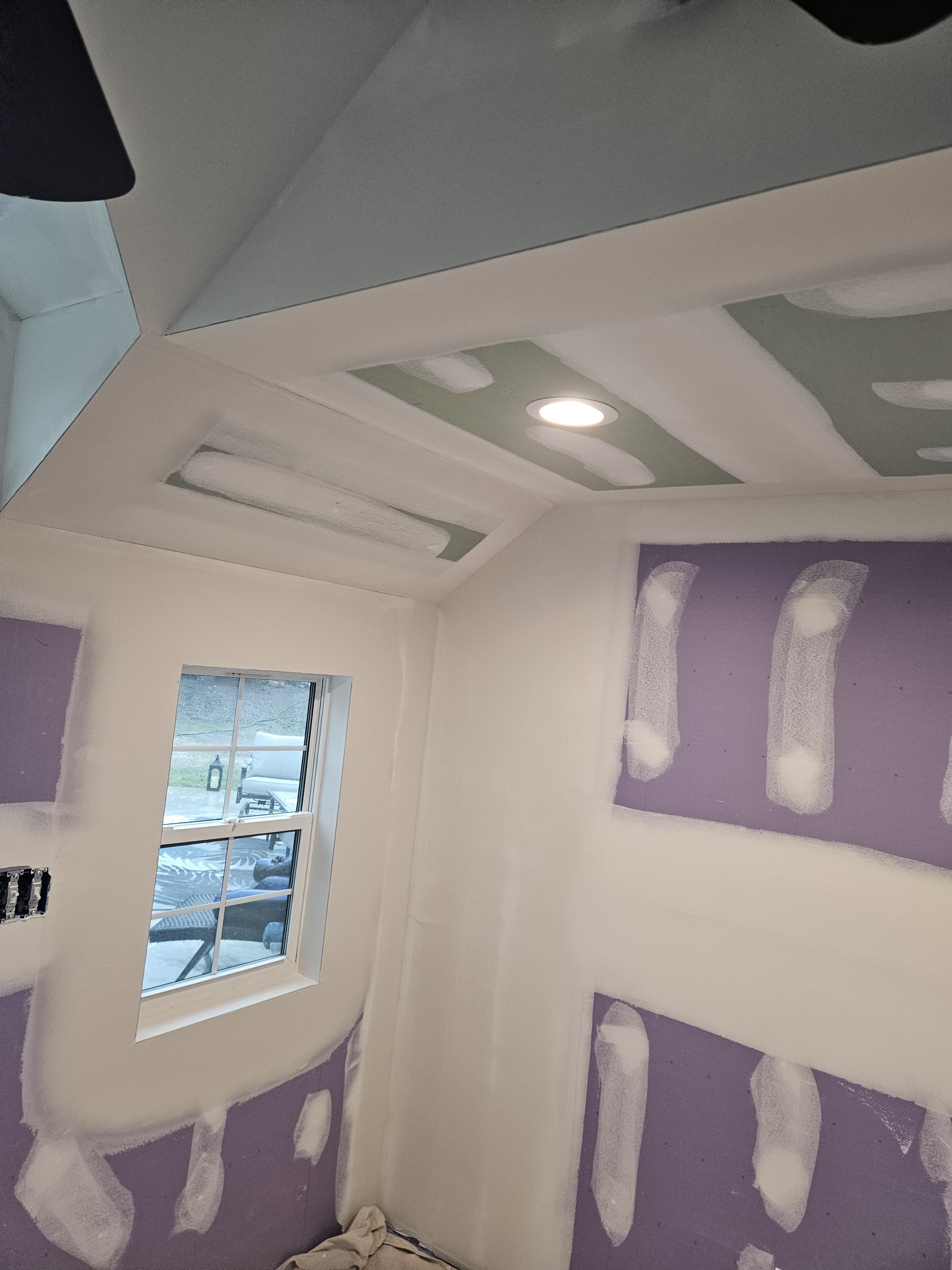 Purple board at windows