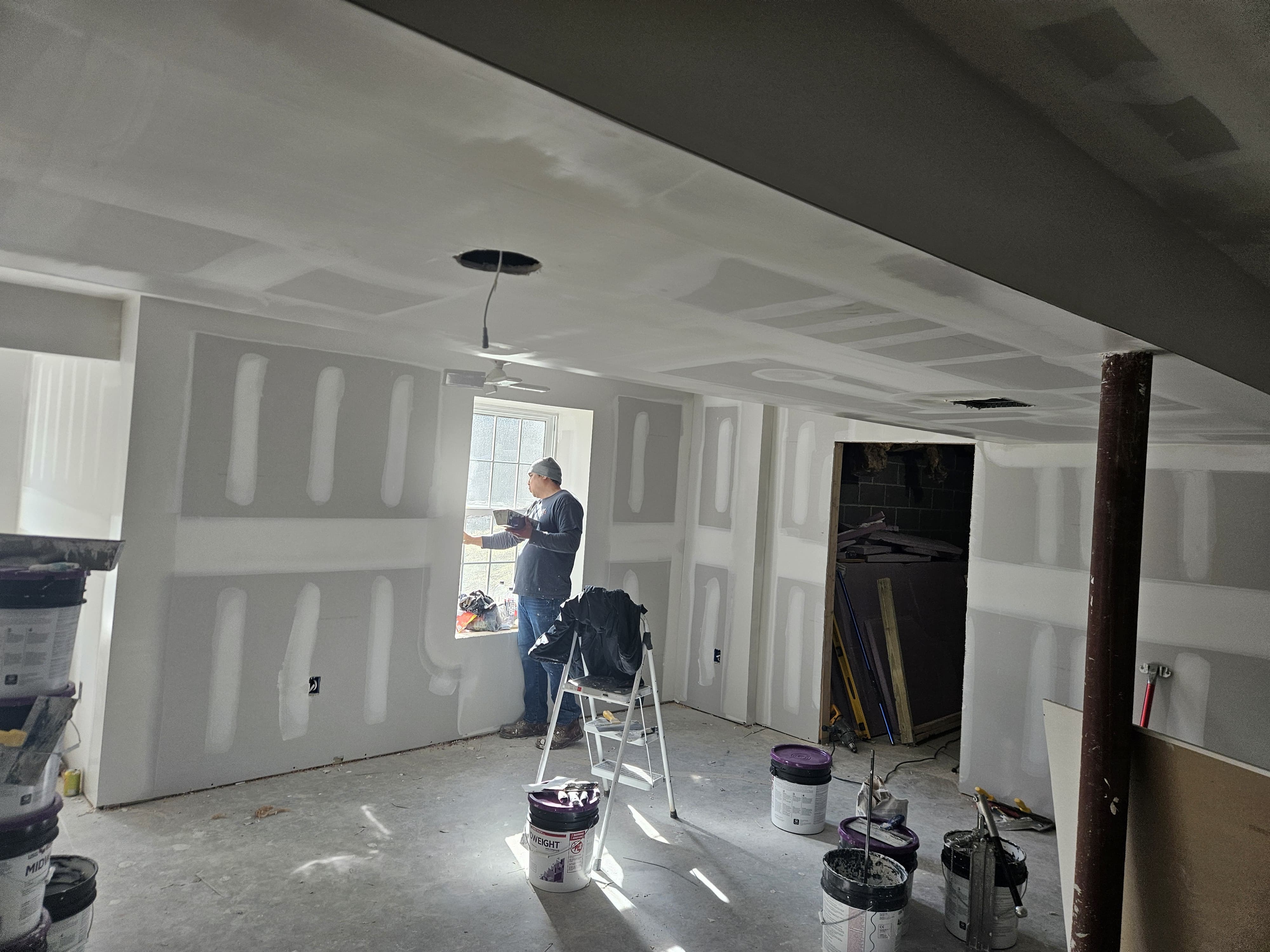 Crew on a basement finish