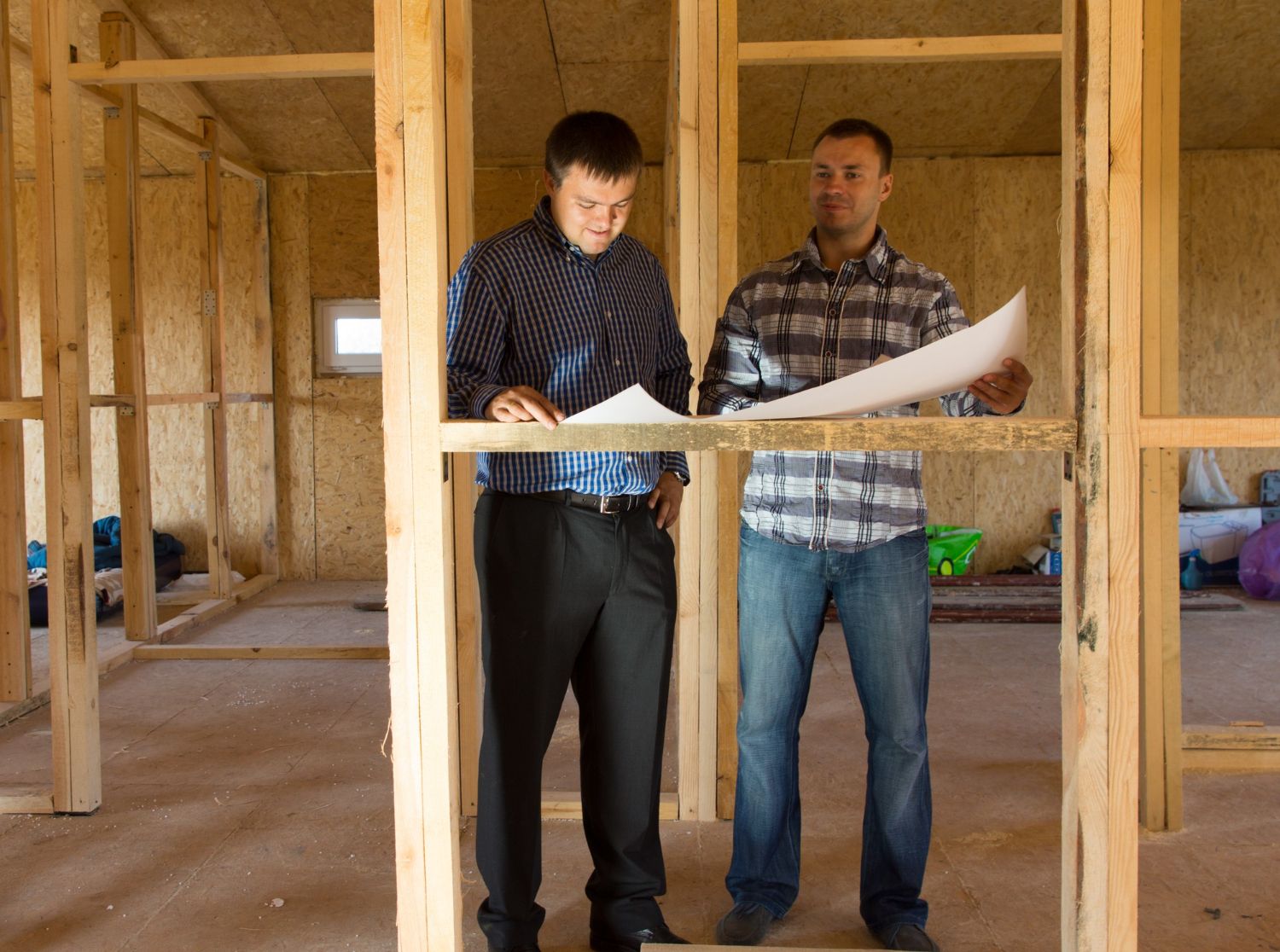 Framed room reviewed against the plans