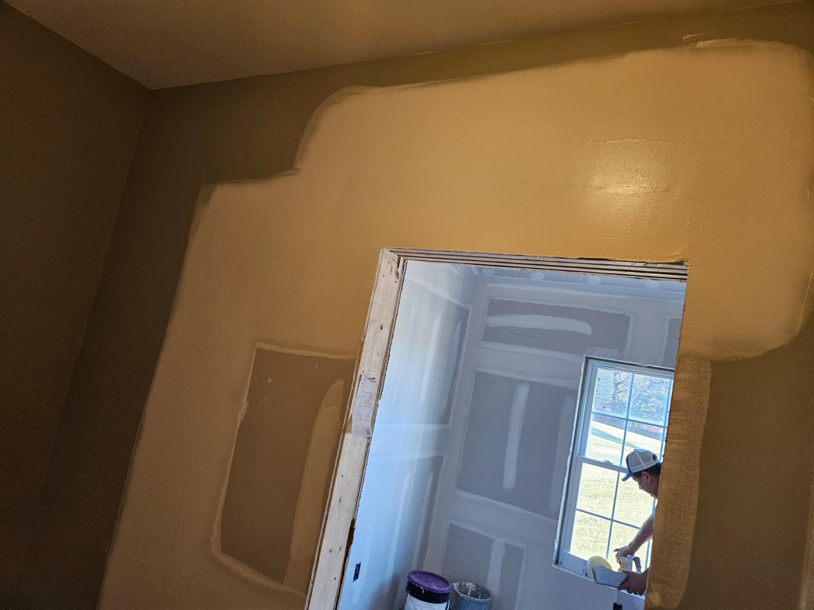 Room remodel with a new drywall opening